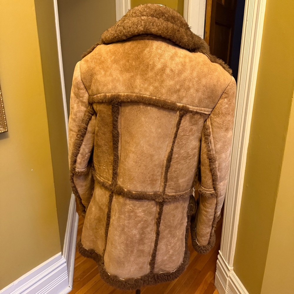Shearling Coat with Brown Trim - Picture 5 of 11